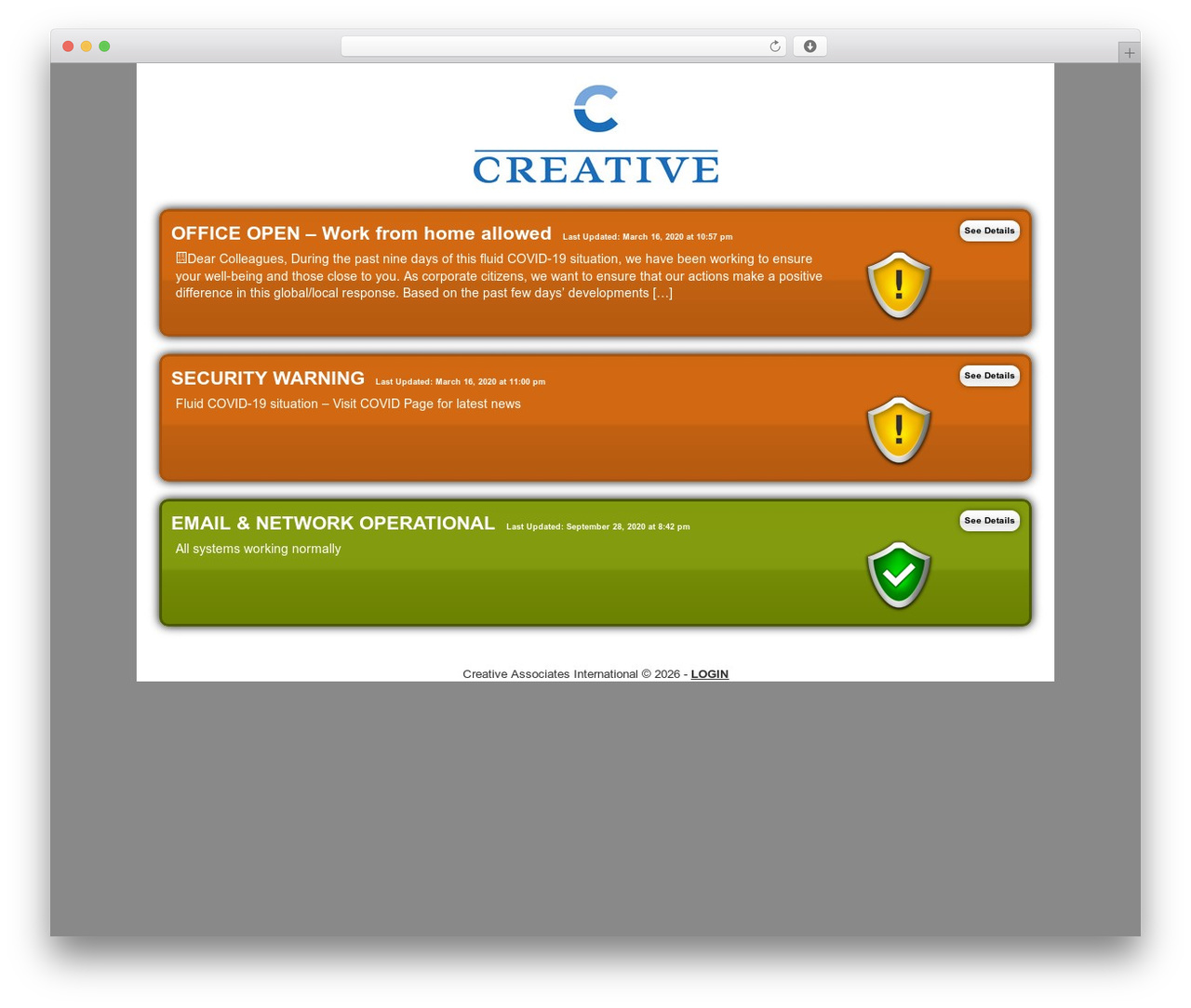 NetworkStatus WordPress theme design - creativedcstatus.com