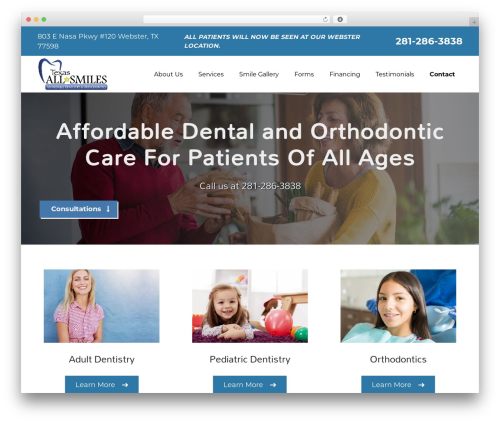 WordPress theme Implants - texasallsmiles.com