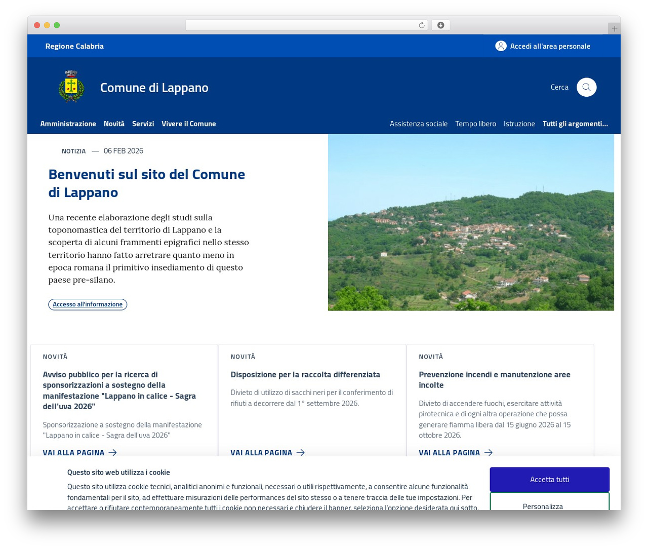 Theme WordPress Design Comuni Italia - www.comune.lappano.cs.it