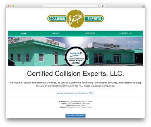 WP Bootstrap WordPress website theme - certifiedcollisionofstuart.com
