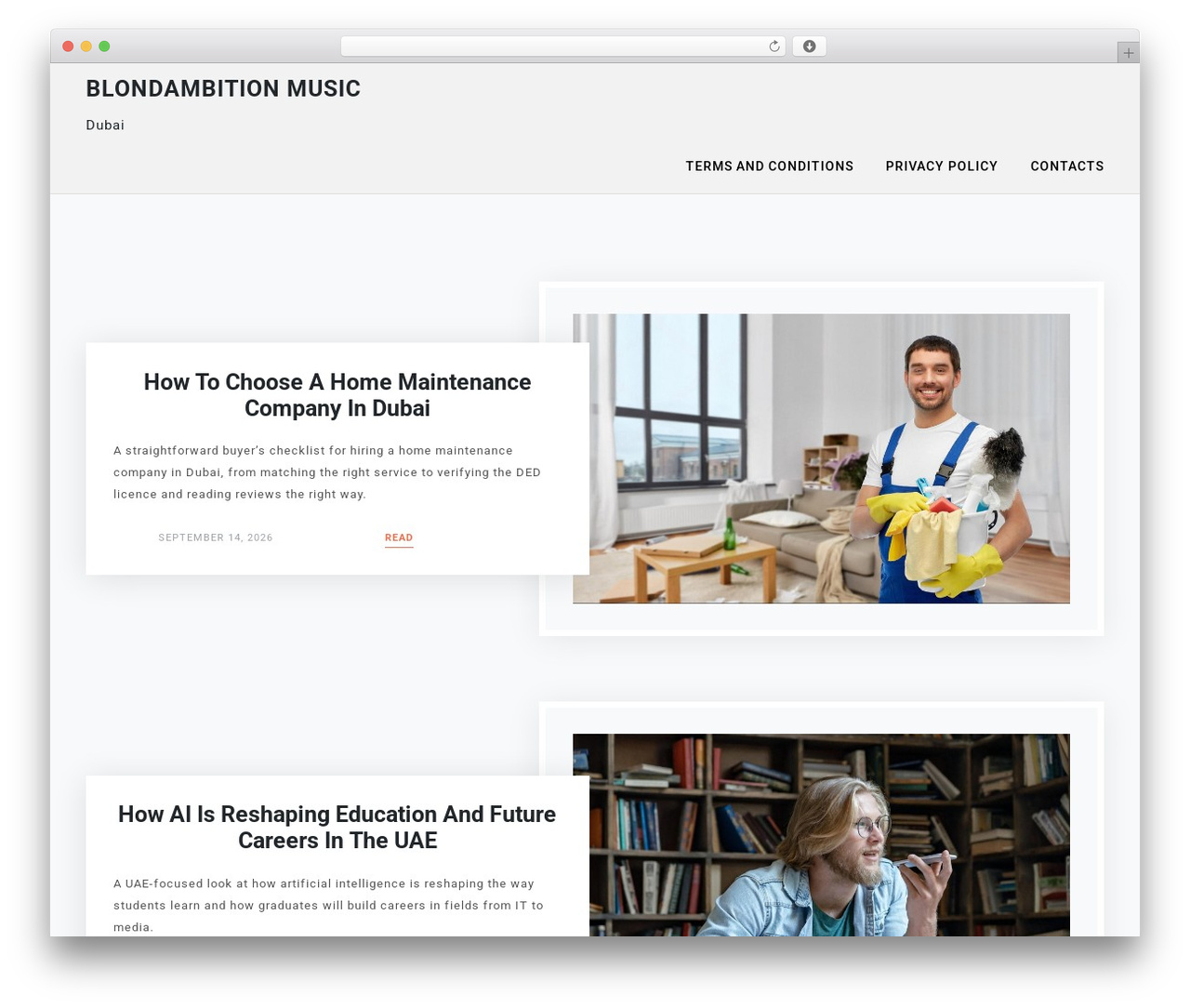 Moina WordPress theme - blondambitionmusic.com