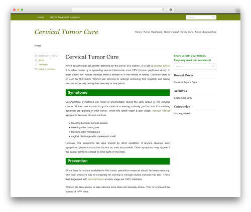 WordPress website theme Rumput Hijau - cervical-tumor-cure.herbal-treatment-advisory.com