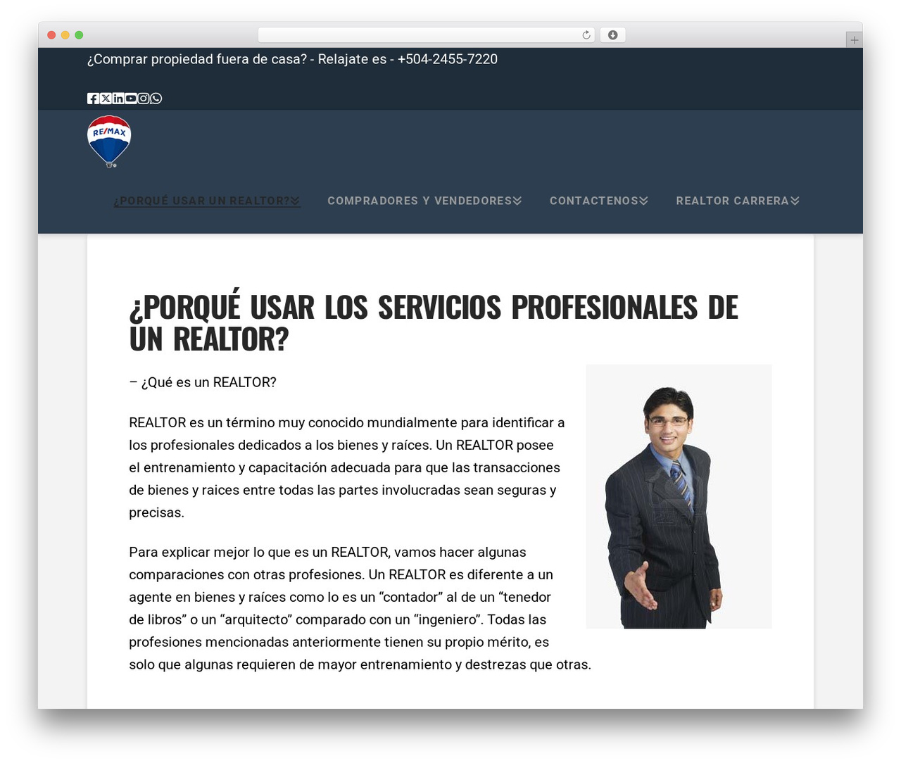 Pro WordPress theme - bienesraices-honduras.com