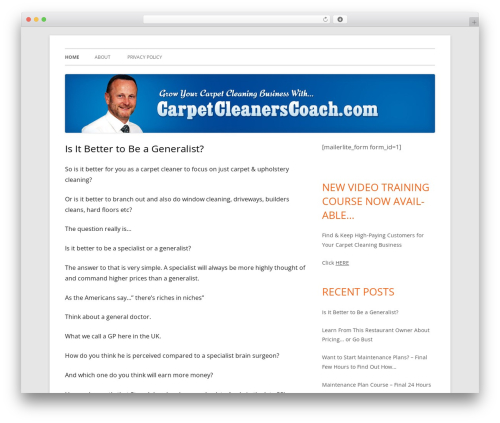 Tiny Framework WordPress theme - carpetcleanerscoach.com