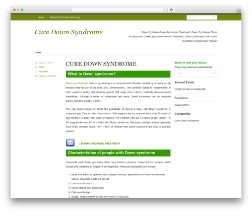 WP theme Rumput Hijau - cure-down-syndrome.herbal-treatment-advisory.com