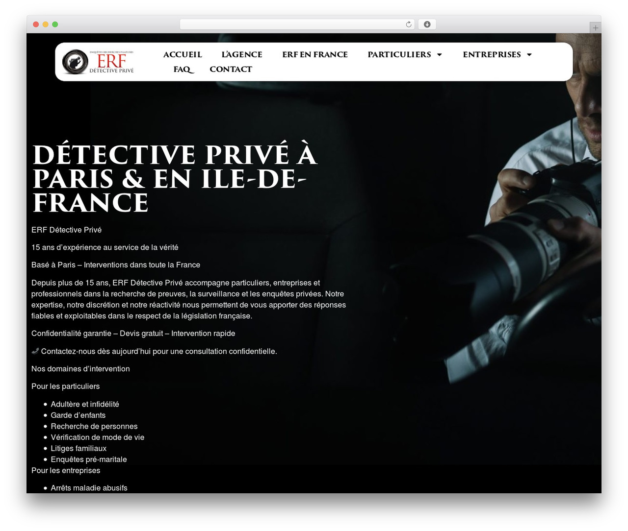 Best WordPress theme Hello Elementor - erf-detective-prive.com