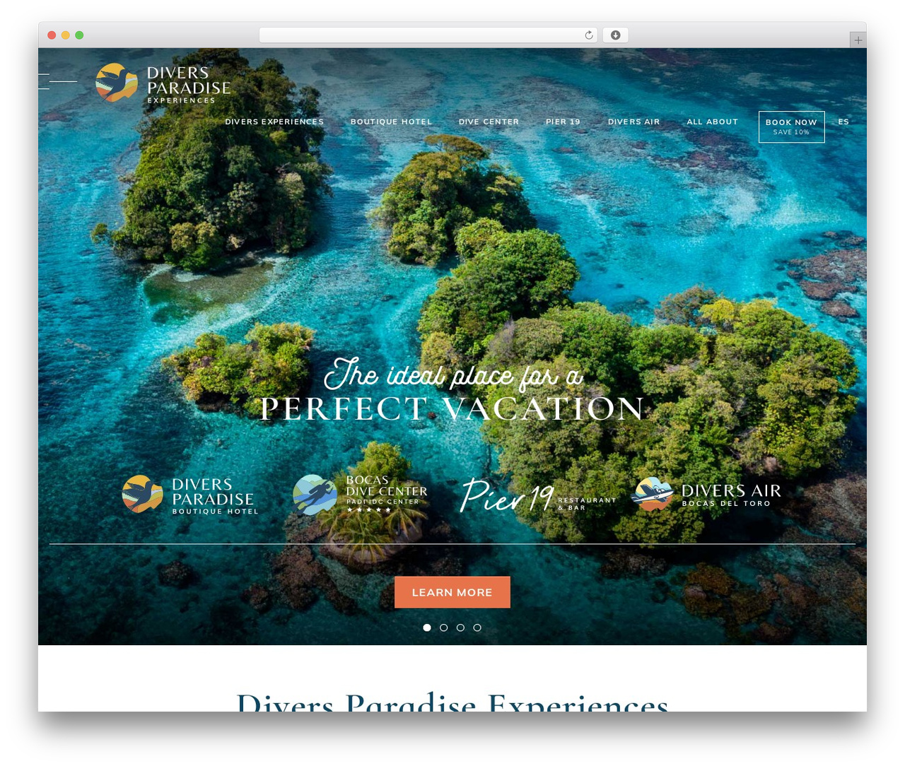 WordPress theme Bootclean - diversparadise.com