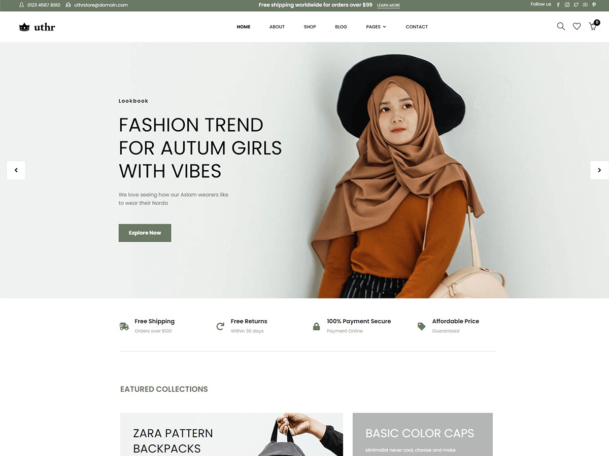Uthr WordPress ecommerce theme by ThemesHub