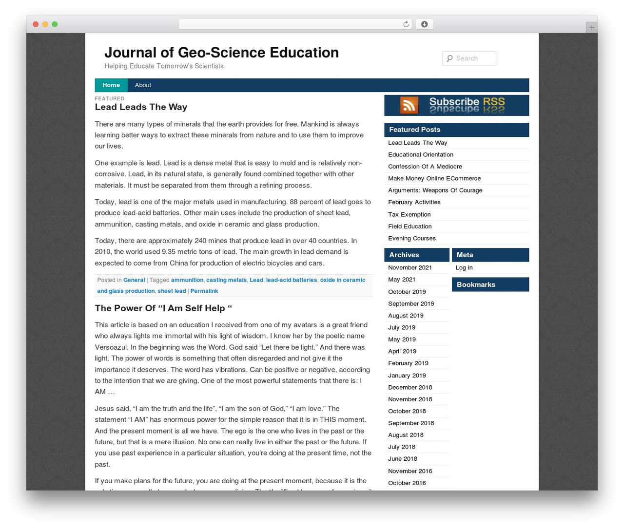 Simpleblue theme WordPress - journalofgeoscienceeducation.org