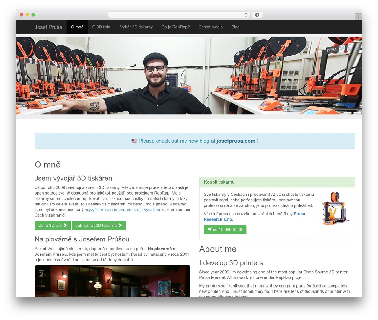 Prusa Bootstrap theme WordPress - josefprusa.cz