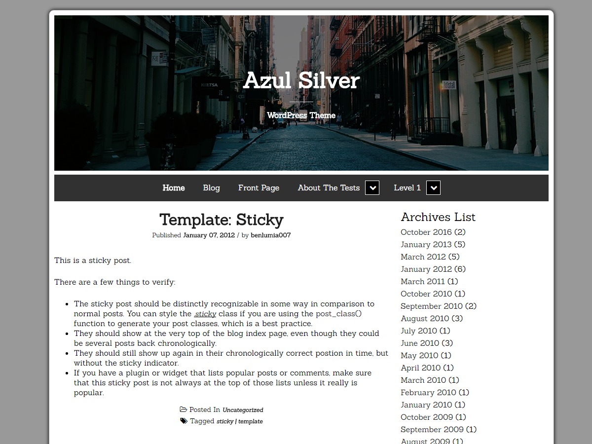 Azul Silver free WordPress theme