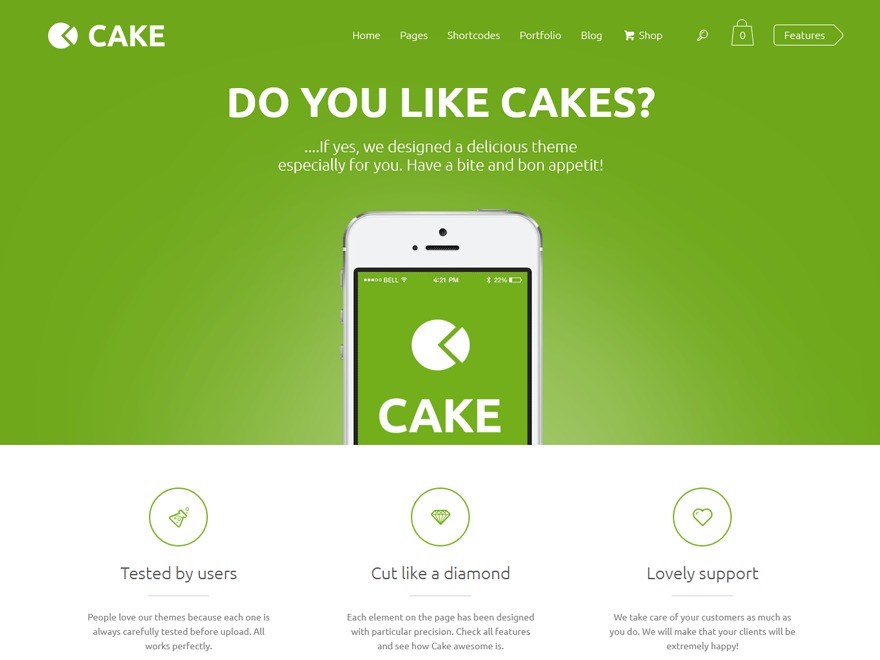 Cake top WordPress theme