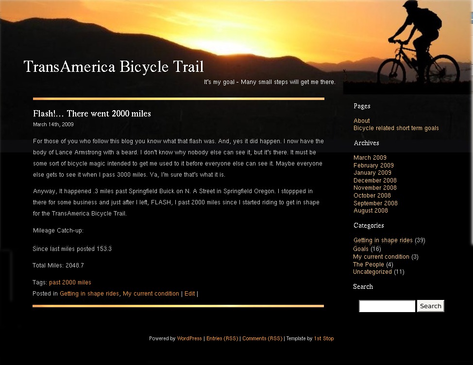 Dark Bicycle WordPress theme design by The 1st Stop Team