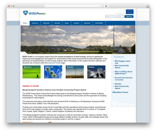 EWEA PROJECTS WordPress theme - wisepower-project.eu