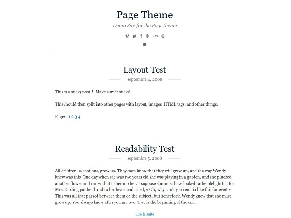WordPress theme Page