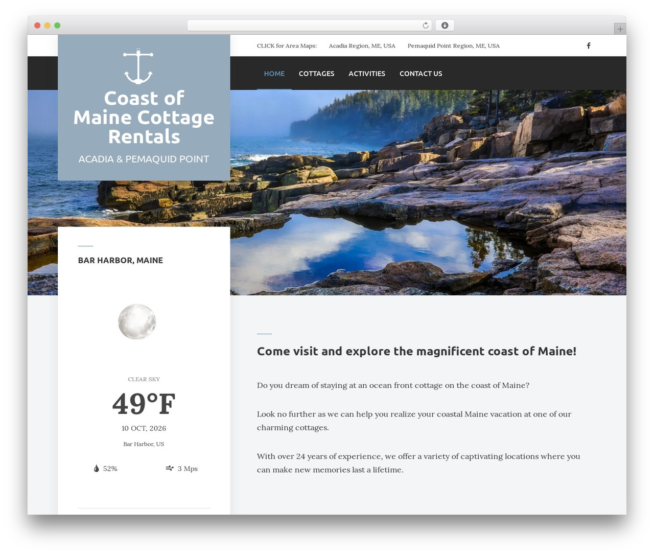 WordPress theme Mountainview - coastofmainecottagerentals.com