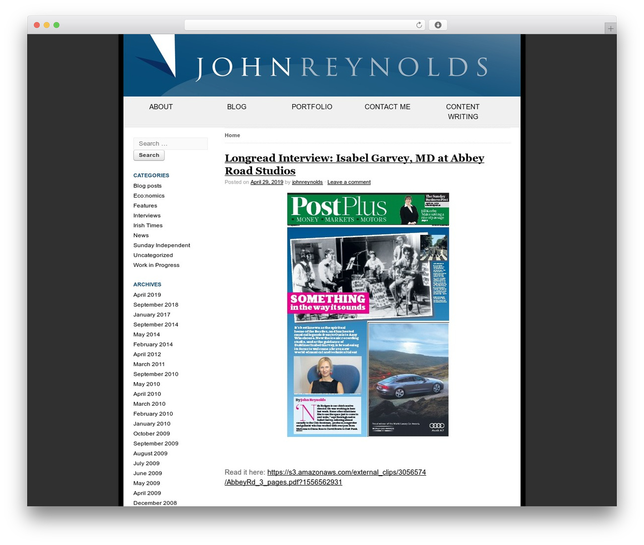 Basically WP theme - johnreynolds.ie