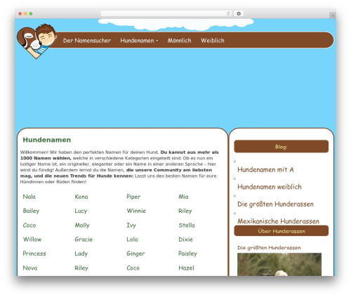 Blank Single One WordPress theme - 1000hundenamen.com