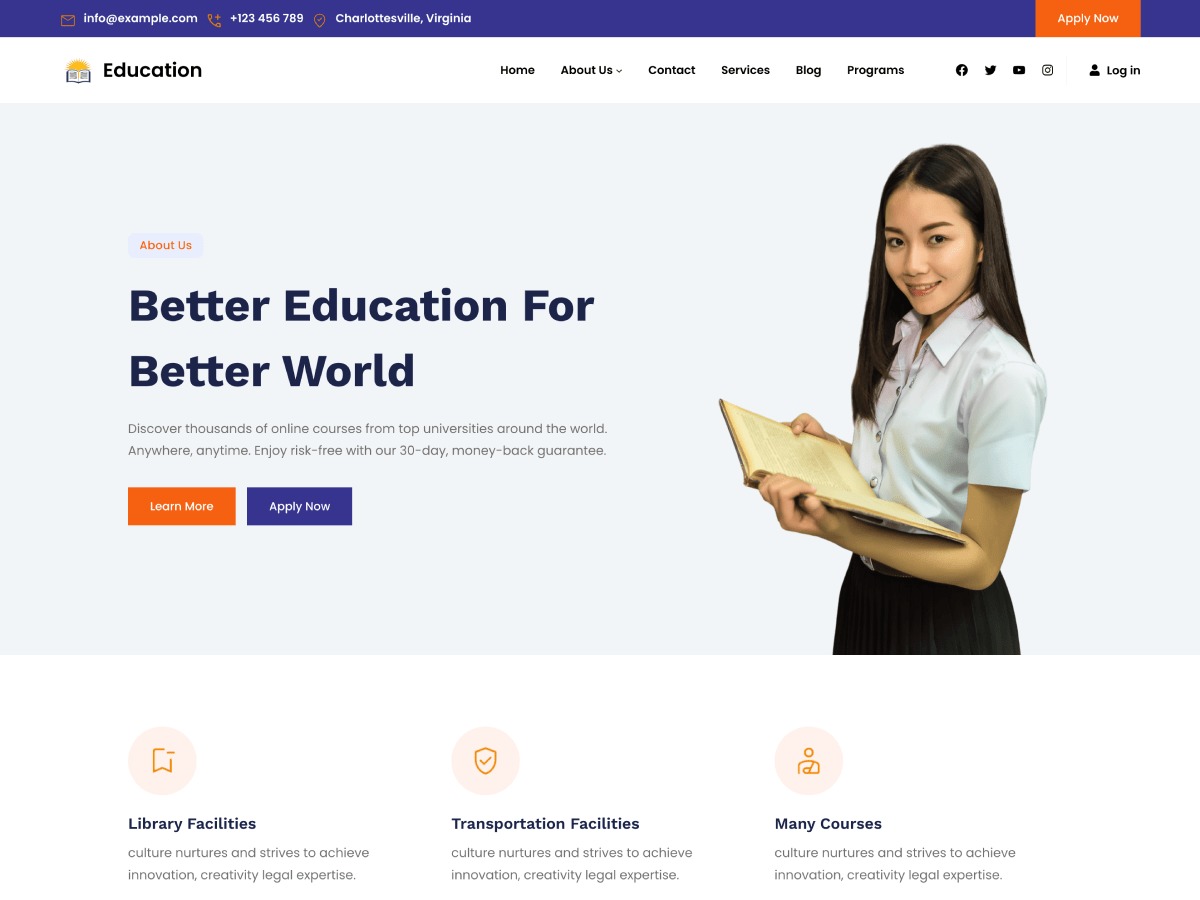 Gutenify Education WordPress theme
