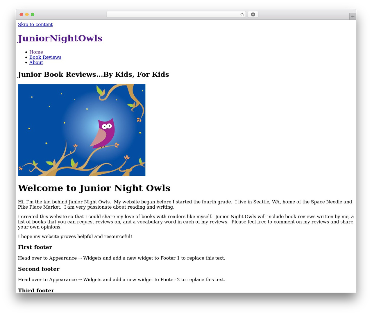React PRO WordPress website theme - juniornightowls.com