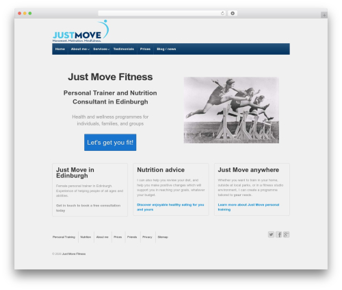 Responsive free WordPress theme - justmovefitness.co.uk
