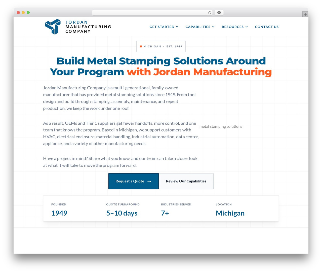 WordPress theme Divi - jordanmfg.com