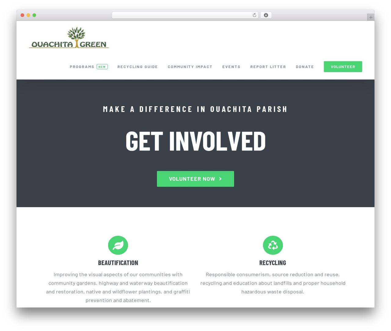 Avada WordPress theme - ouachitagreen.org