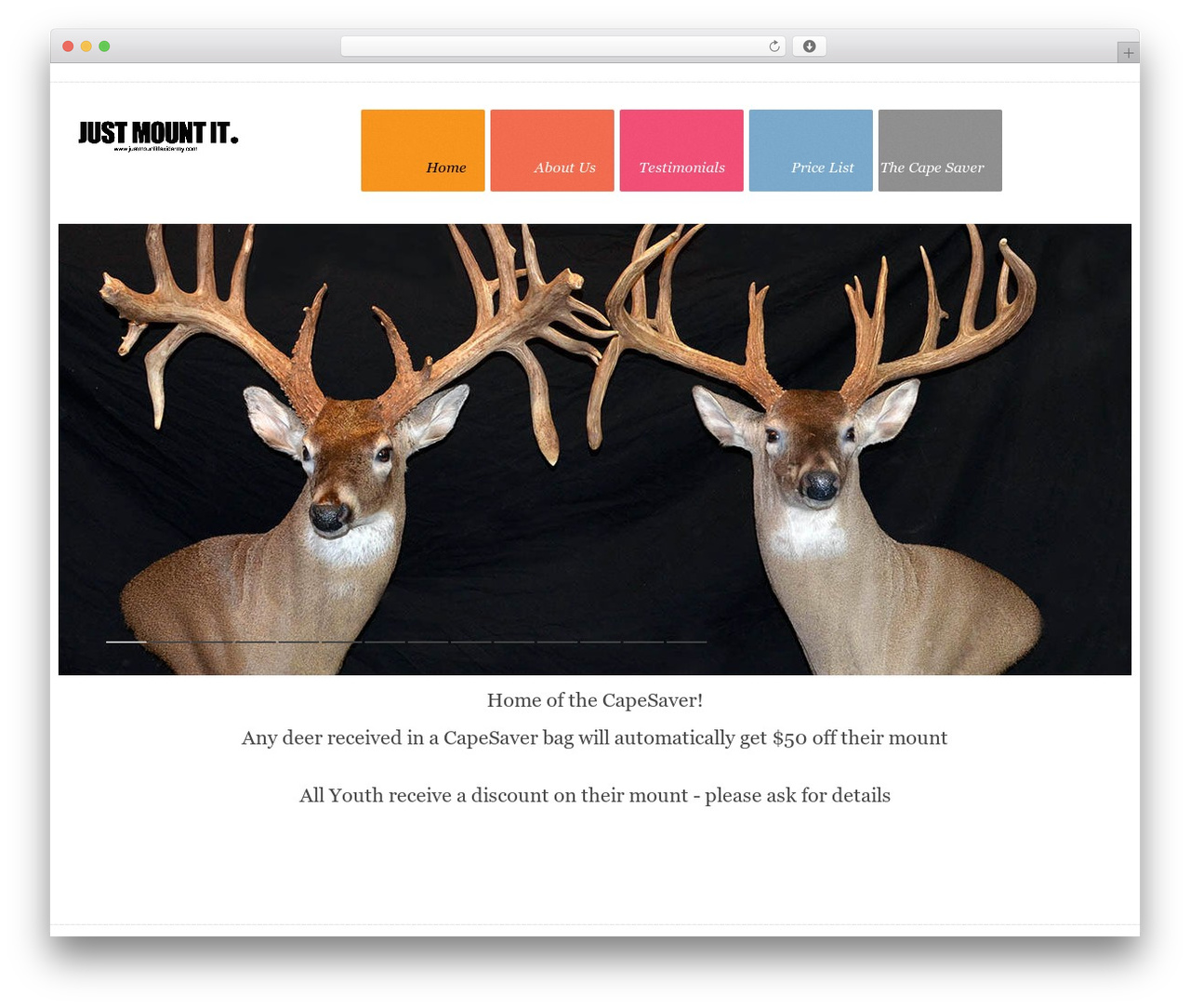 cherry WP theme - justmountittaxidermy.com