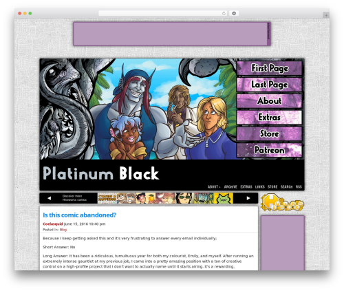 Easel WordPress theme - platinumblackcomic.com