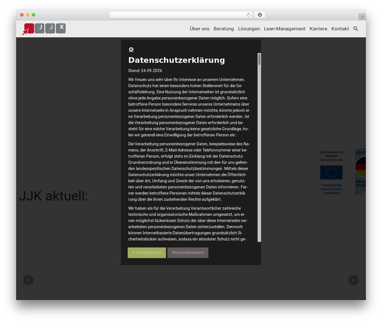 Flexform WordPress page theme - jjk.de