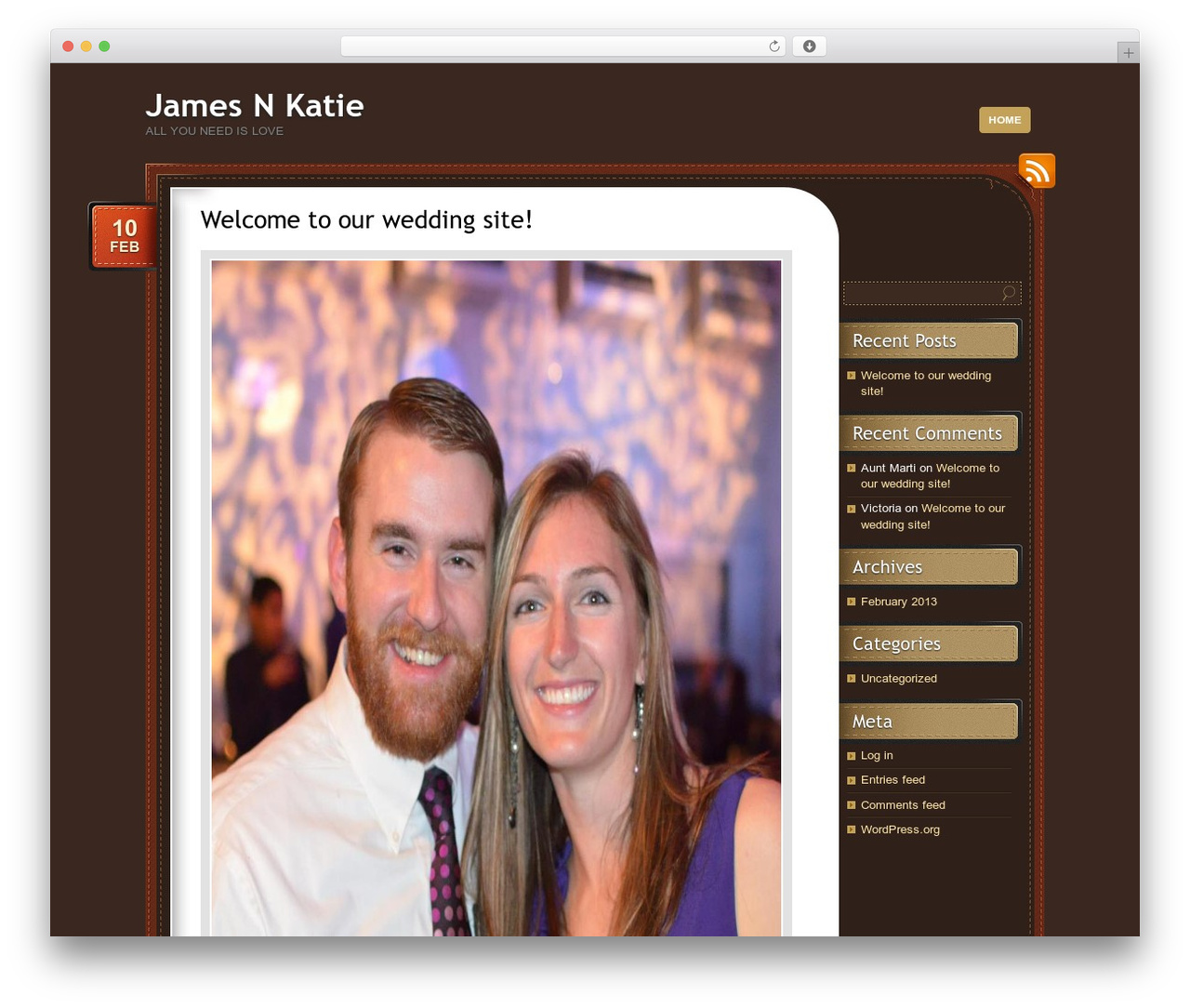 WordPress theme Choco - jamesnkatie.com