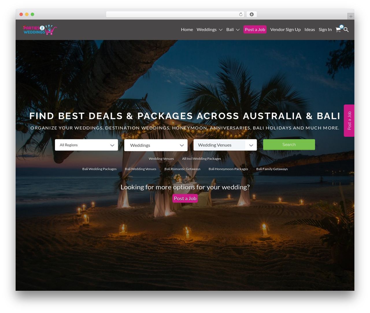 WordPress website theme Listify - parties2weddings.com.au