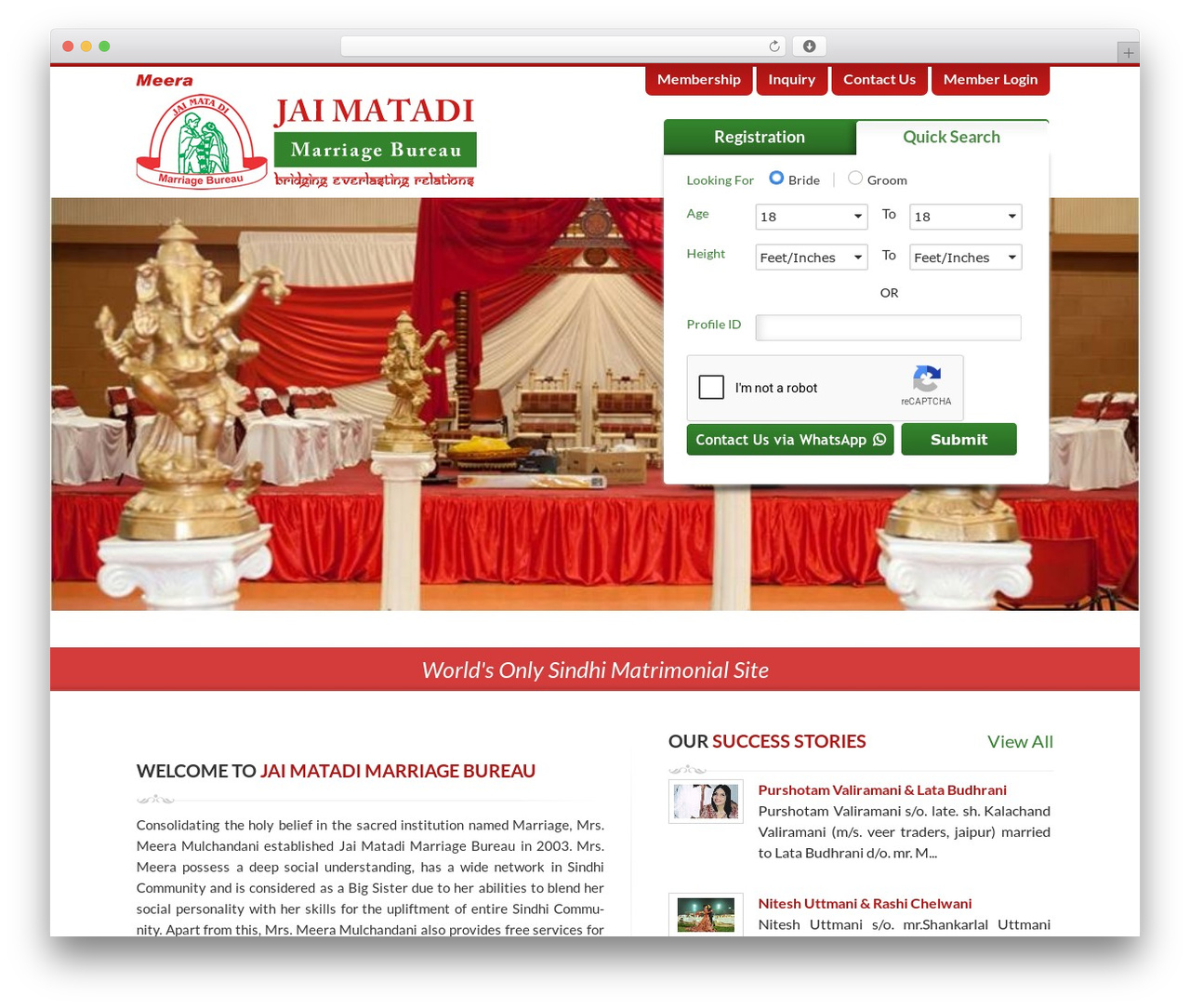 JMD WordPress theme - jmdsindhishaadi.com