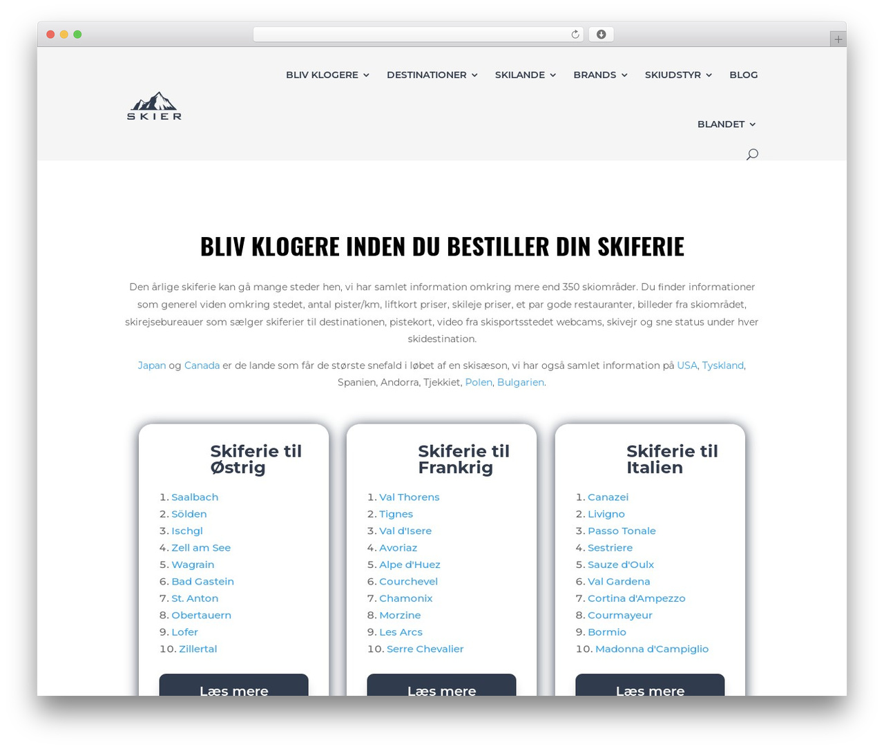 Theme WordPress Divi - skier.dk