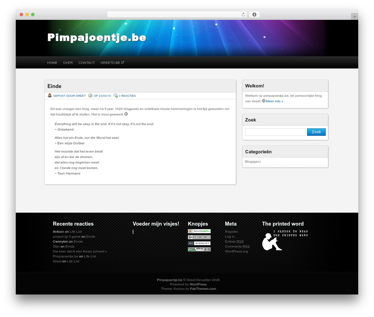 Kronos WP theme - pimpajoentje.be