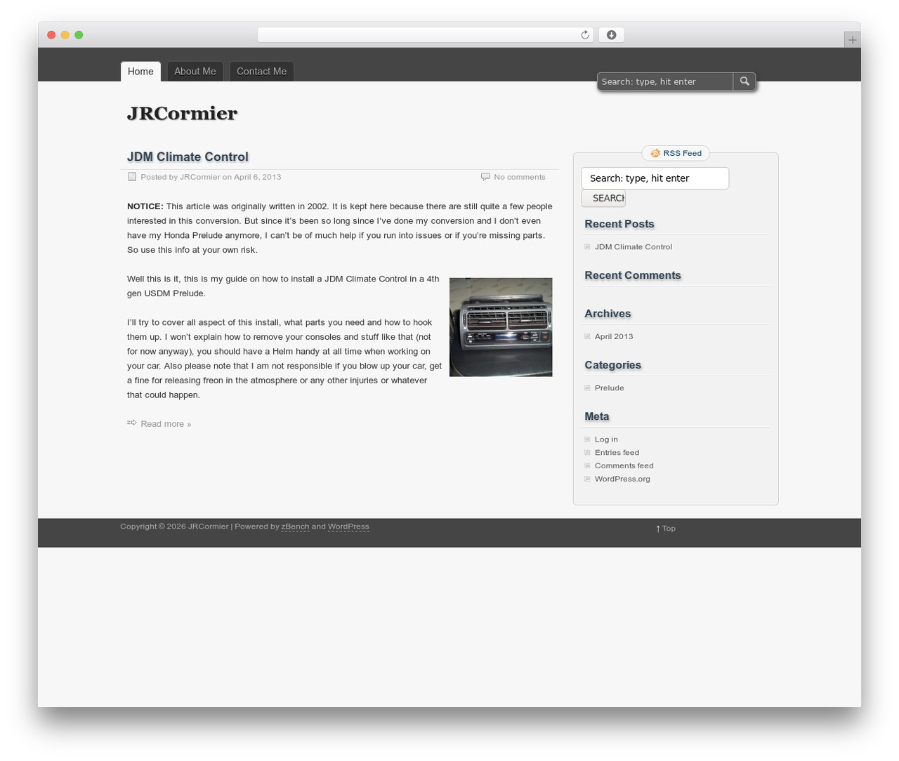 zBench WordPress theme - jrcormier.com