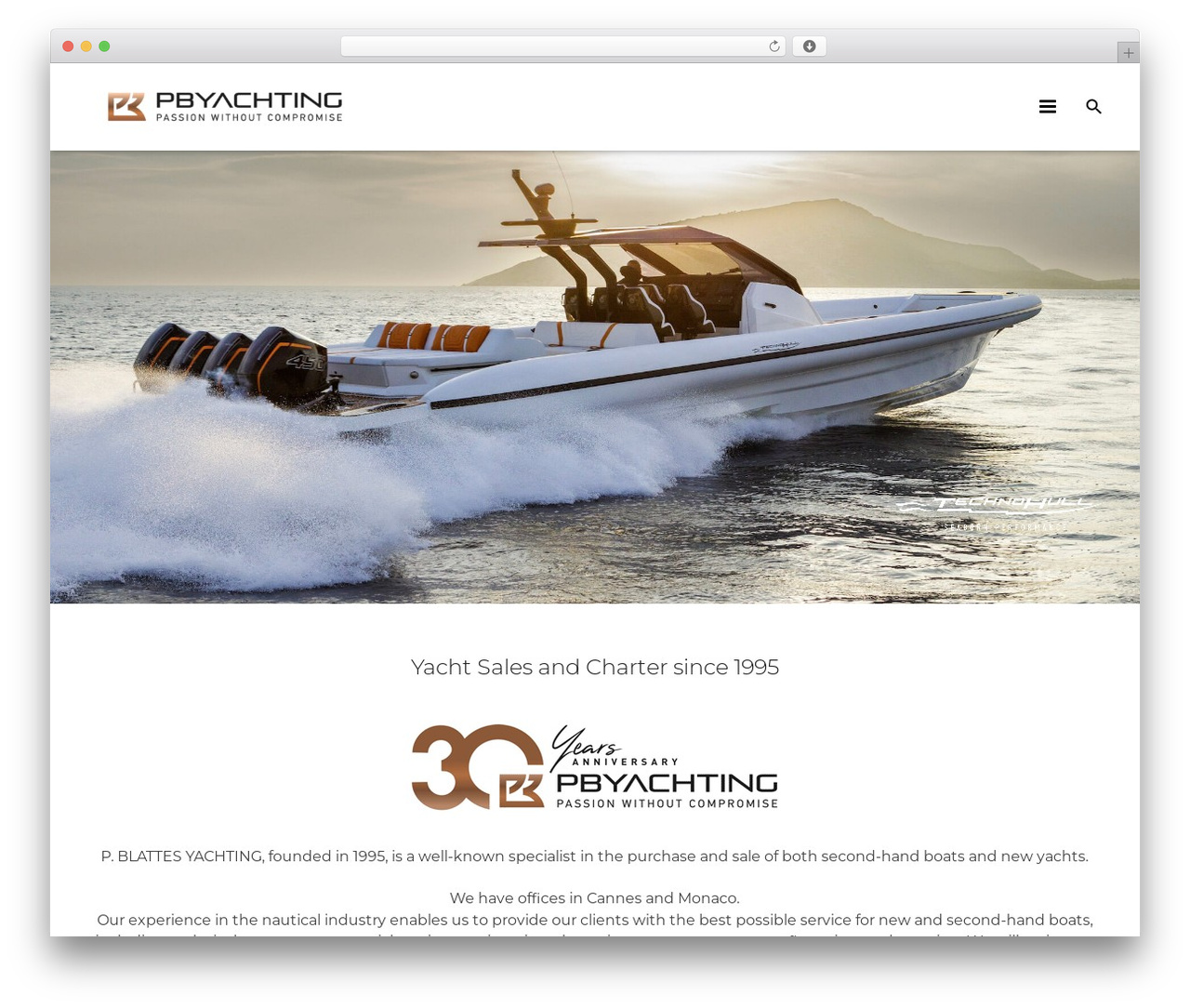 Zephyr WordPress theme - pb-yachting.com