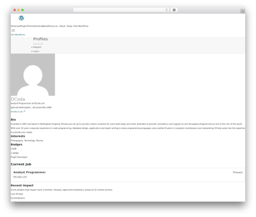 Bp classic WordPress plugin - profiles.wordpress.org/dcoda