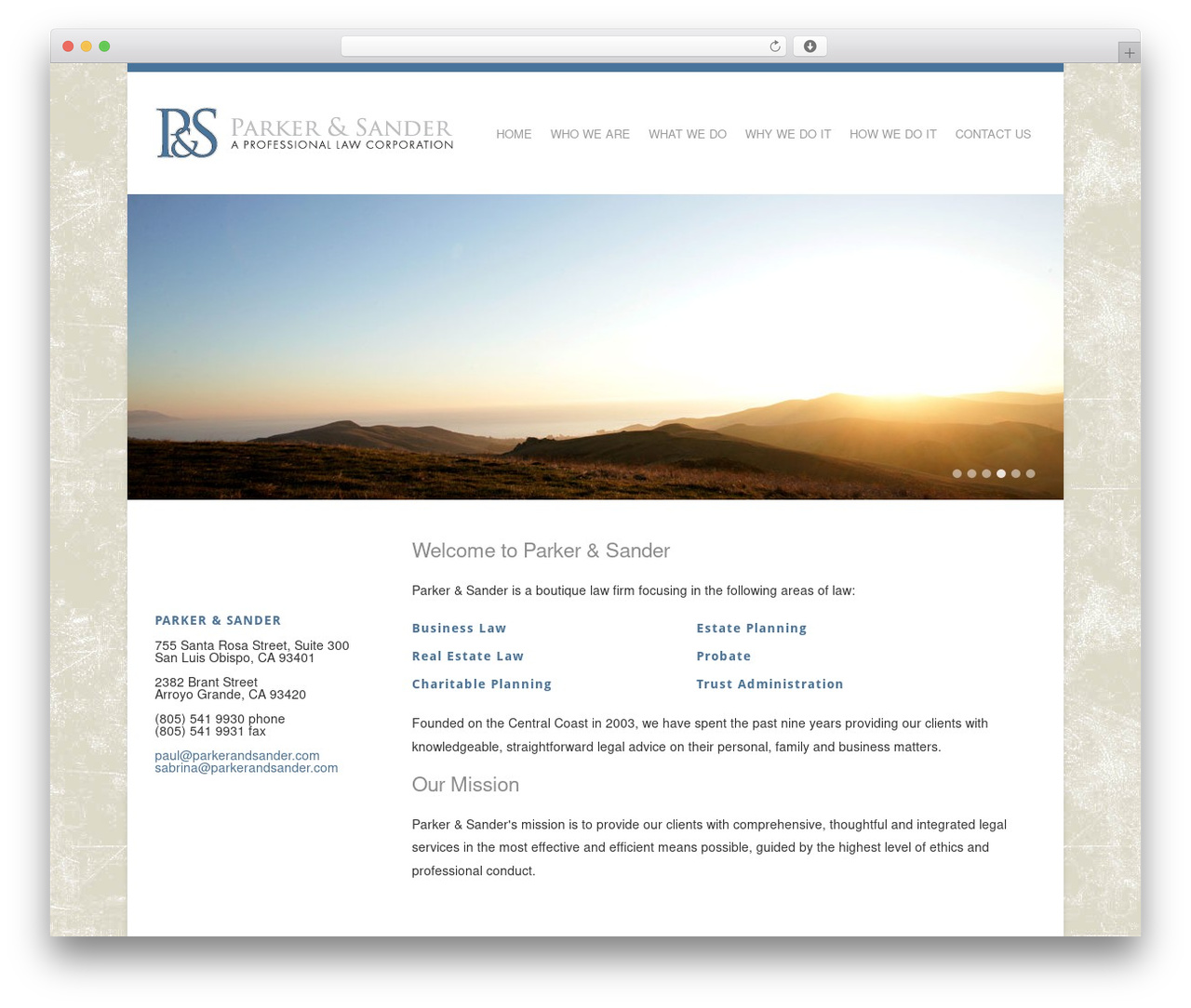 WordPress theme Craft - parkerandsander.com