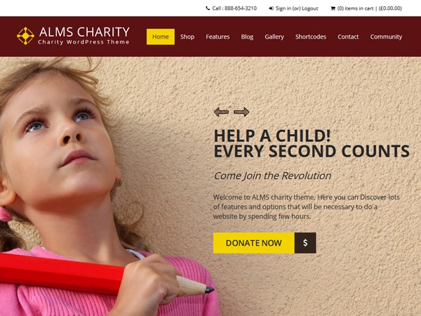 Alms WordPress store theme by designthemes