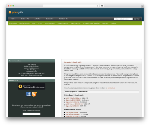 Theme WordPress PriceGuide - priceguide.in
