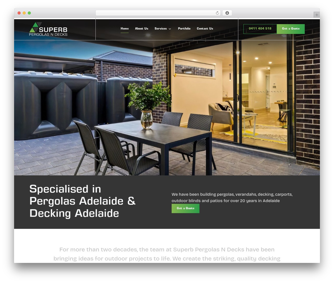 Augmentum Digital theme WordPress - www.superbpergolasndecks.com.au