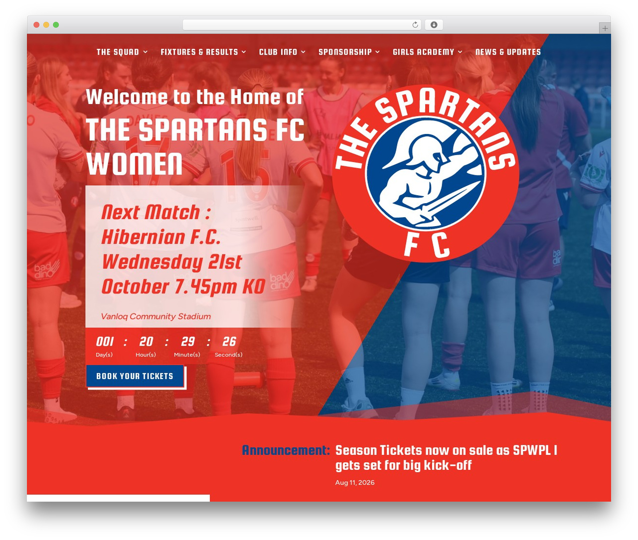 Divi WordPress theme - spartansfcwomen.com
