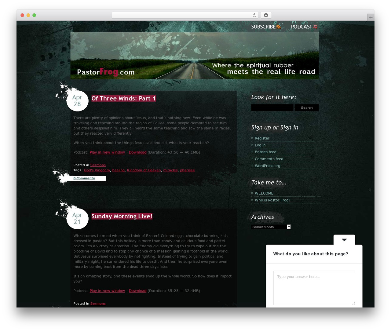 Urban View (MODIFIED) WordPress theme - pastorfrog.com