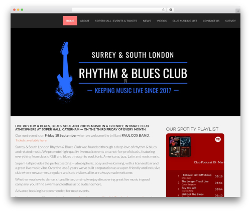 Flat Bootstrap WordPress page theme - surreyrhythmandblues.com