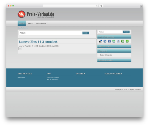 WordPress website theme Analyse - preis-verlauf.de