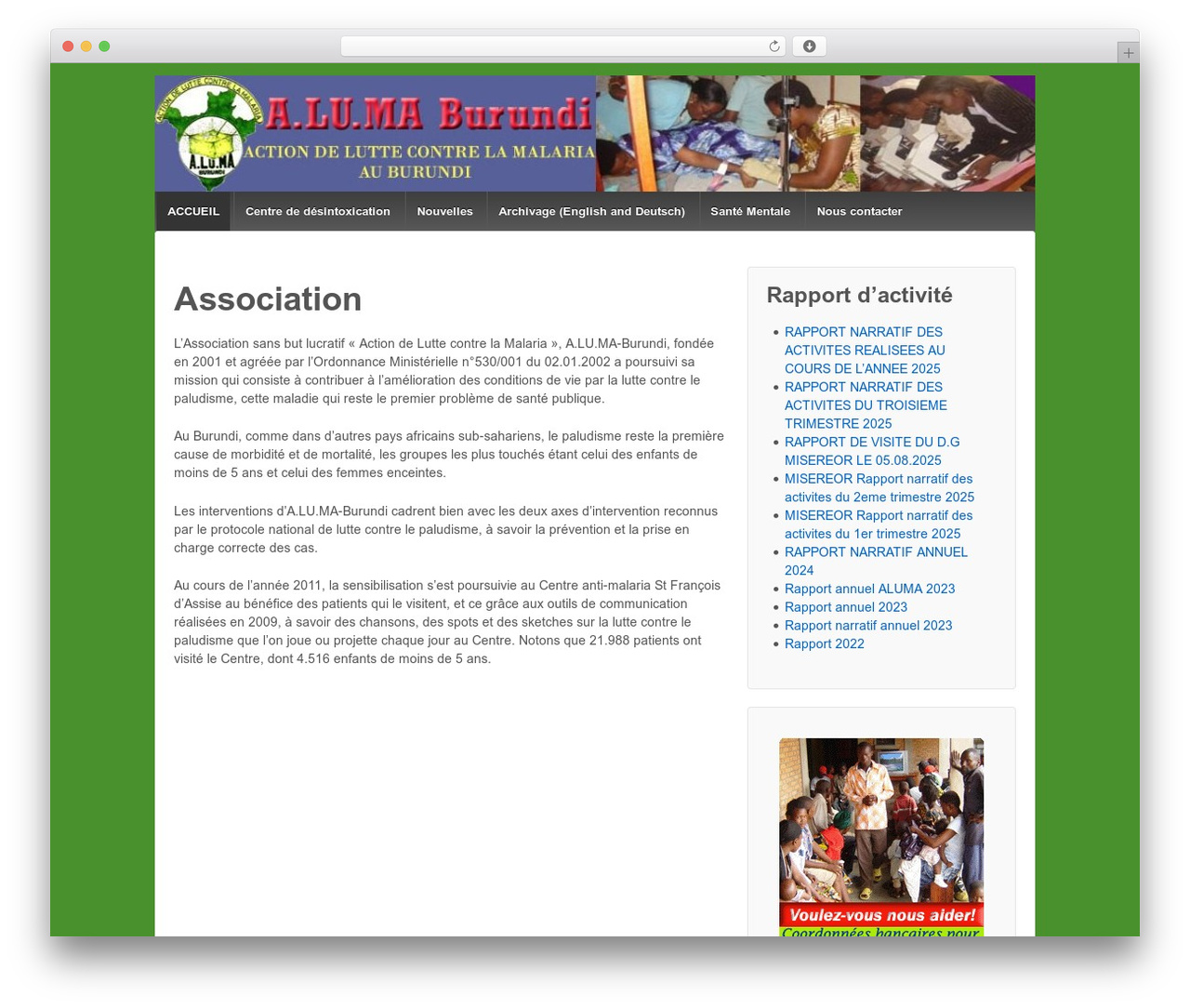 Responsive free WordPress theme - alumaburundi.org
