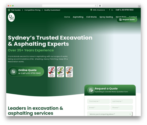 YM Platform WordPress theme - dmasphalting.com.au