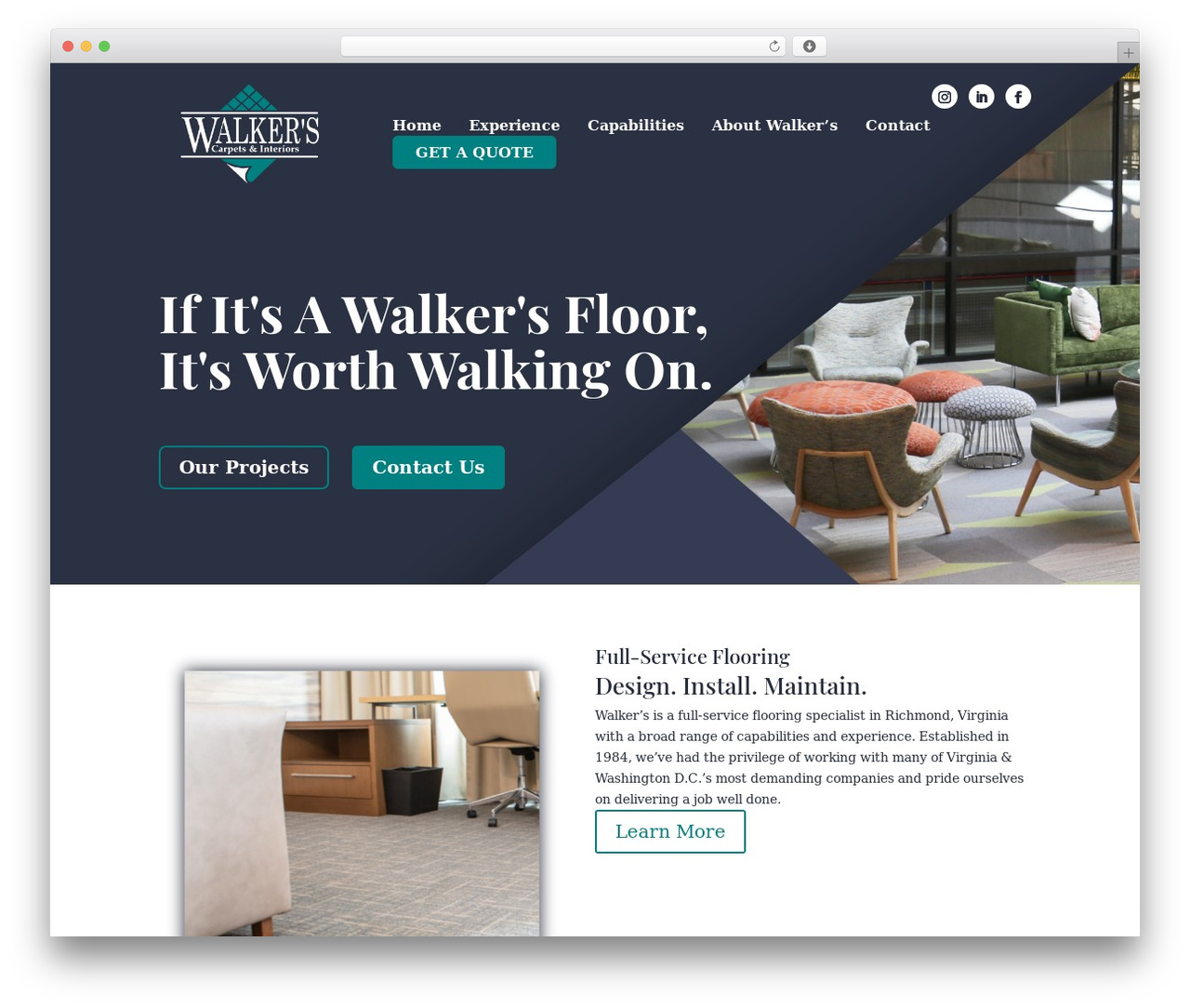 Divi theme WordPress - walkerscarpets.com