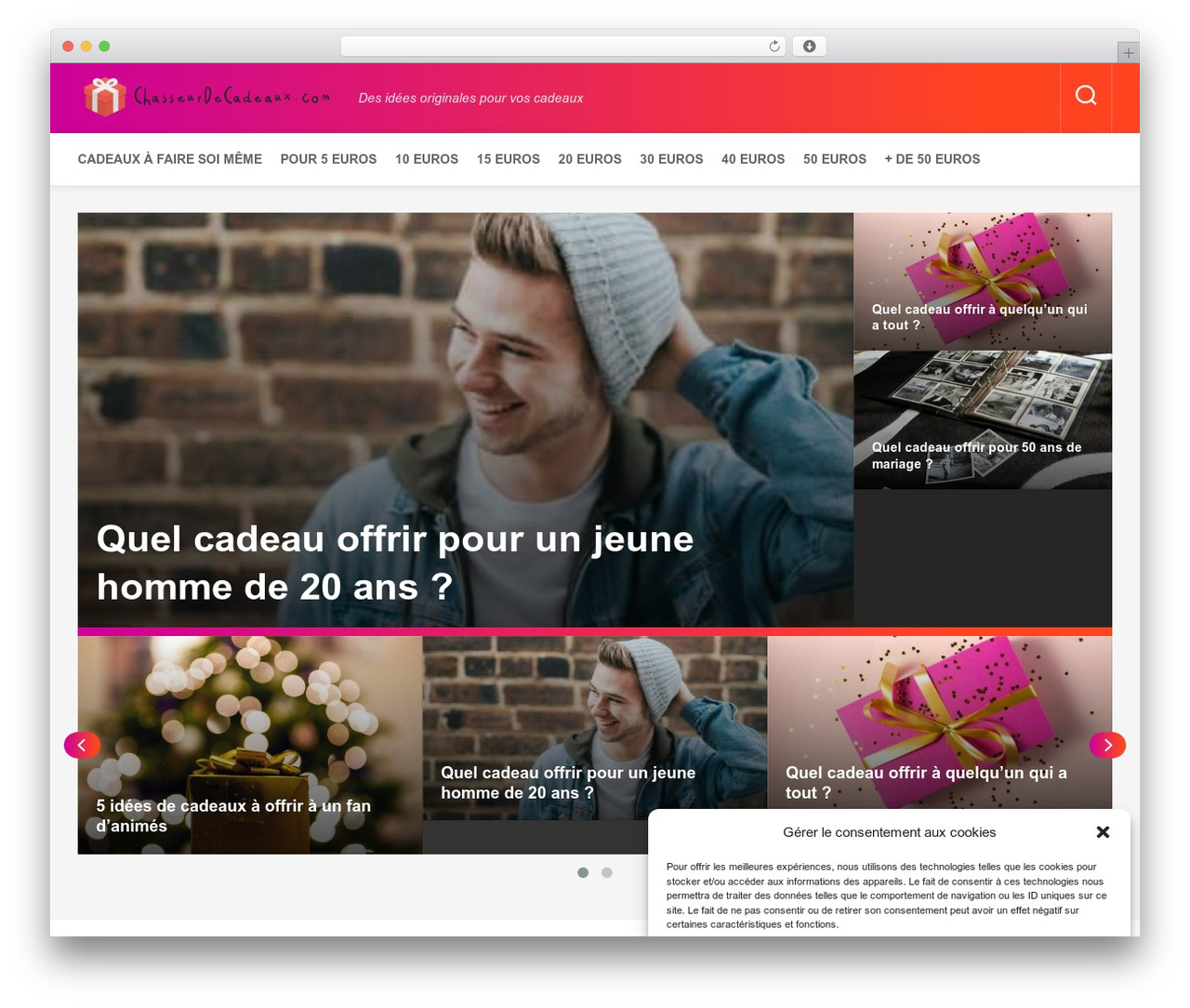 Writeup WordPress theme - chasseurdecadeaux.com